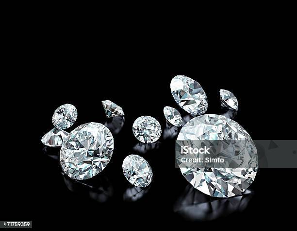 Foto de Diamantes Em Preto e mais fotos de stock de Diamante - Pedra preciosa - Diamante - Pedra preciosa, Fundo preto, Plano de Fundo