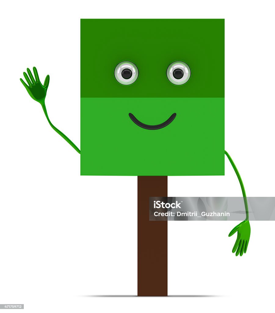 Tree character isolated Funny tree character waving hand isolated on white background 2015 Stock Photo