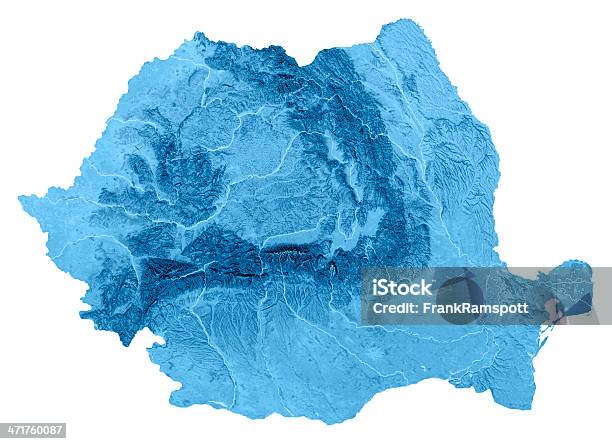 Foto de Romênia Topographic Mapa Isolado e mais fotos de stock de Mapa - Mapa, Romênia, Azul