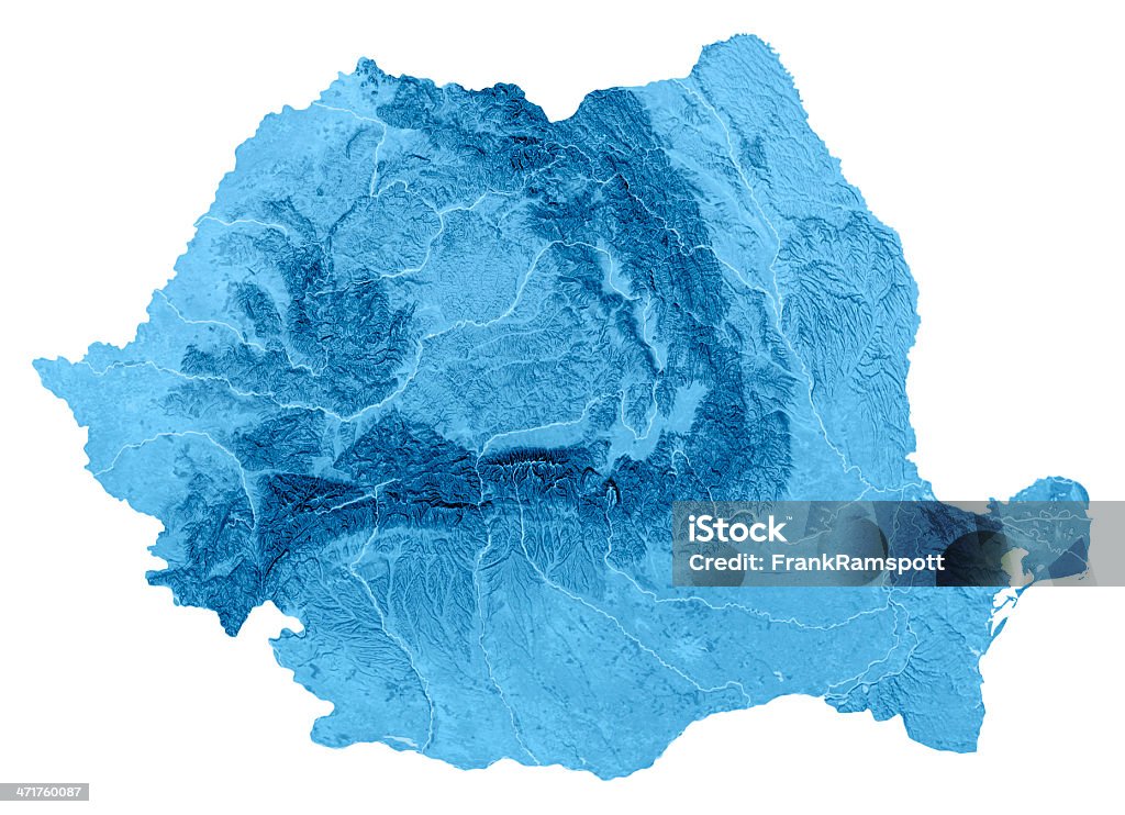 Румыния топографической карты изолированные - Стоковые фото Карта роялти-фри