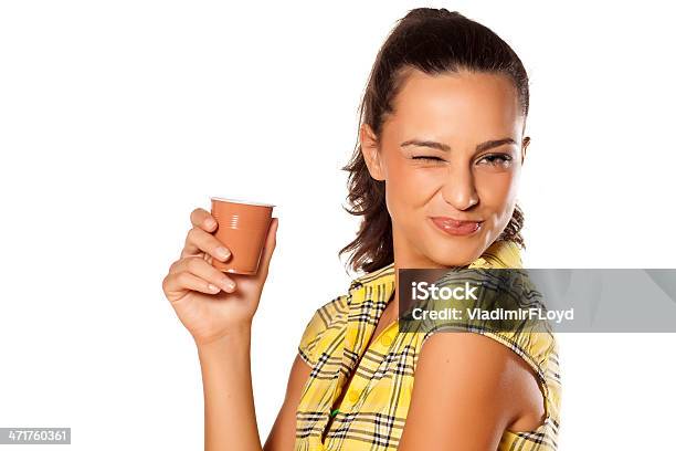 Cup Of Coffee From The Machine Stock Photo - Download Image Now - Coffee - Drink, Winking, Adult