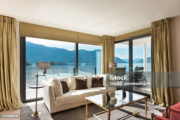 Interiors Beautiful Living Room Stock Photo - Download Image Now - Lake, Apartment, Home Interior