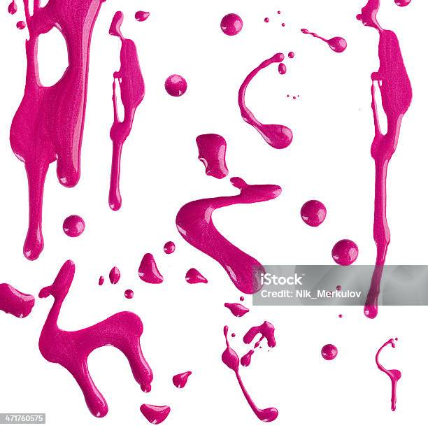 Blots De Verniz Rosa - Fotografias de stock e mais imagens de Gota - Líquido - Gota - Líquido, Tinta - Equipamento de Arte e Artesanato, Verniz para Unhas