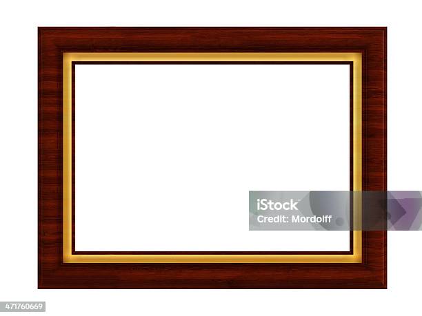 Ciemne Drewniane Obraz Ramki Z Frędzlami Złota - zdjęcia stockowe i więcej obrazów Białe tło - Białe tło, Biały, Błyszczący