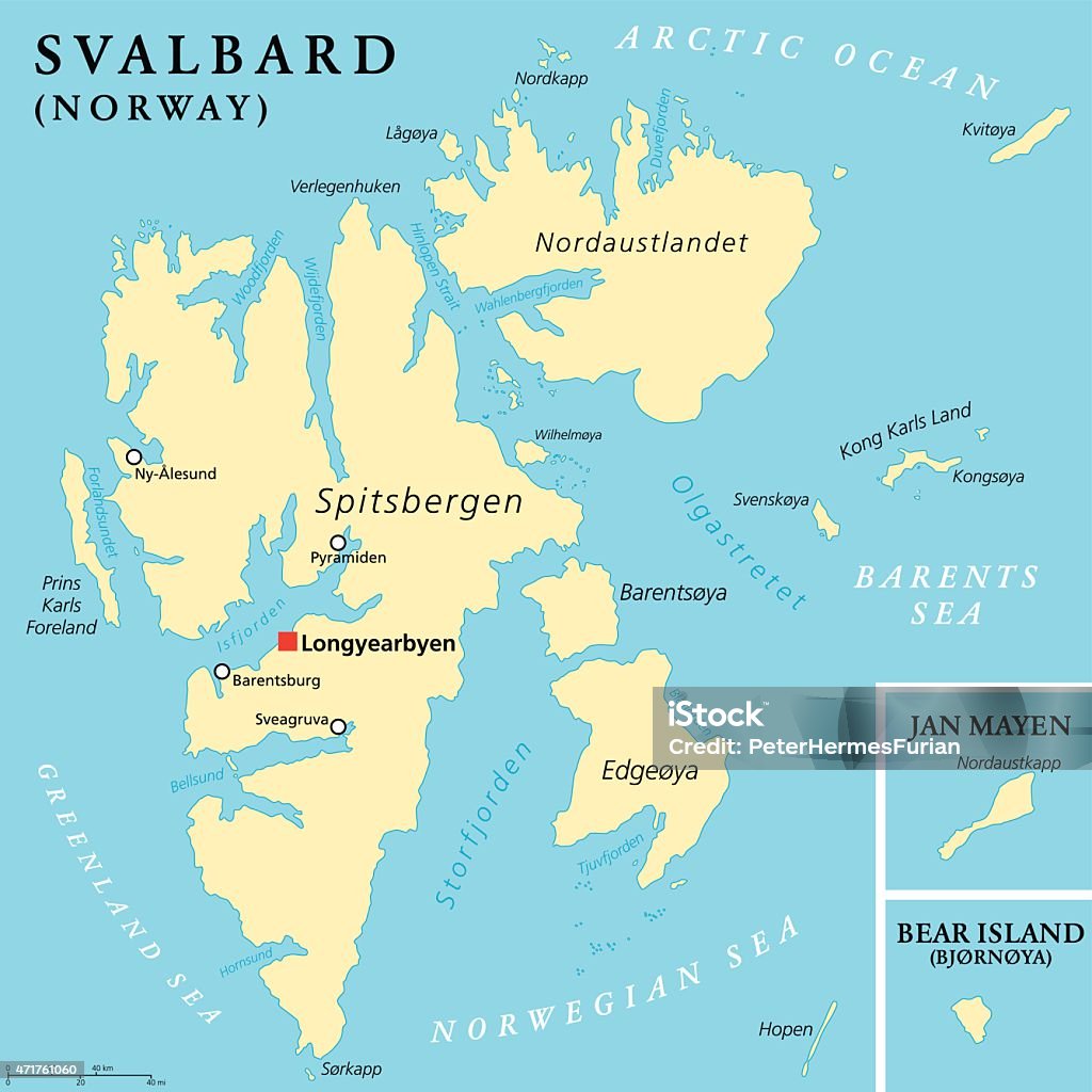 スヴァールバル政治地図 - 地図のロイヤリティフリーベクトルアート
