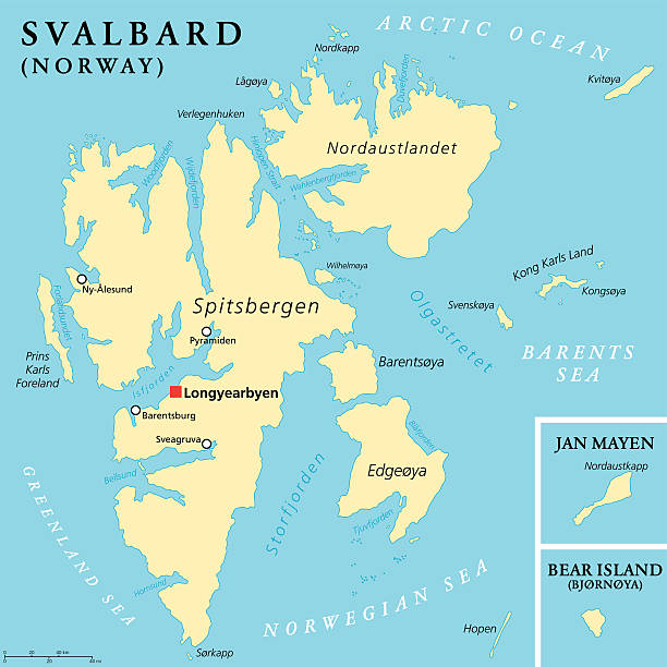 スヴァールバル政治地図 - スヴァールバル島点のイラスト素材／クリップアート素材／マンガ素材／アイコン素材