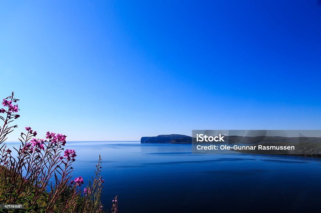 Blue sky and ocean. Blue sky and ocean. This picture is taken on "Sørøya" in northern Norway in july 2013. Blue Stock Photo