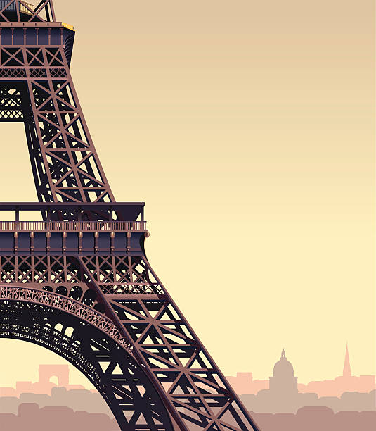 eiffelturm bei sonnenuntergang - arc de triomphe du carrousel stock-grafiken, -clipart, -cartoons und -symbole