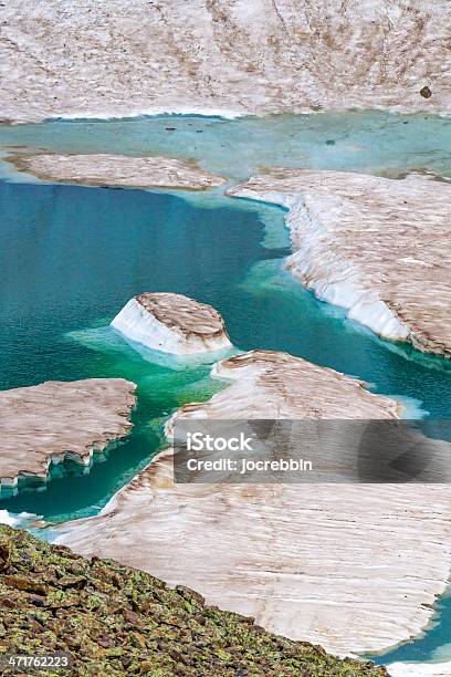 Blue Ice Pools In Summer Snow On The Rocky Mountains Stock Photo - Download Image Now