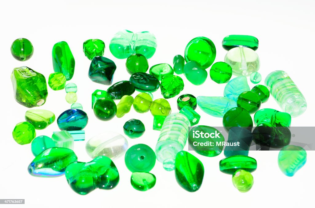 Green Beads Bright colored glass beads Arrangement Stock Photo