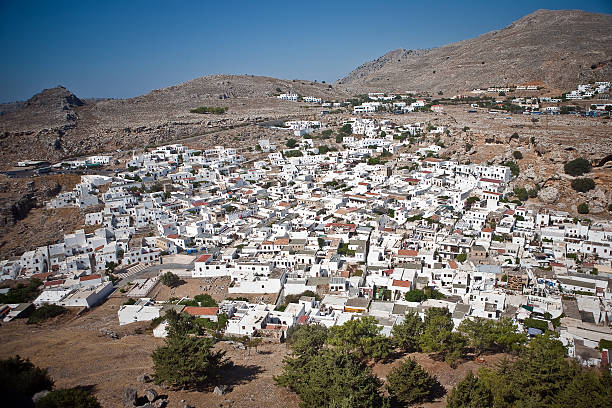 istock view of the town Lindos, Greece 471764551