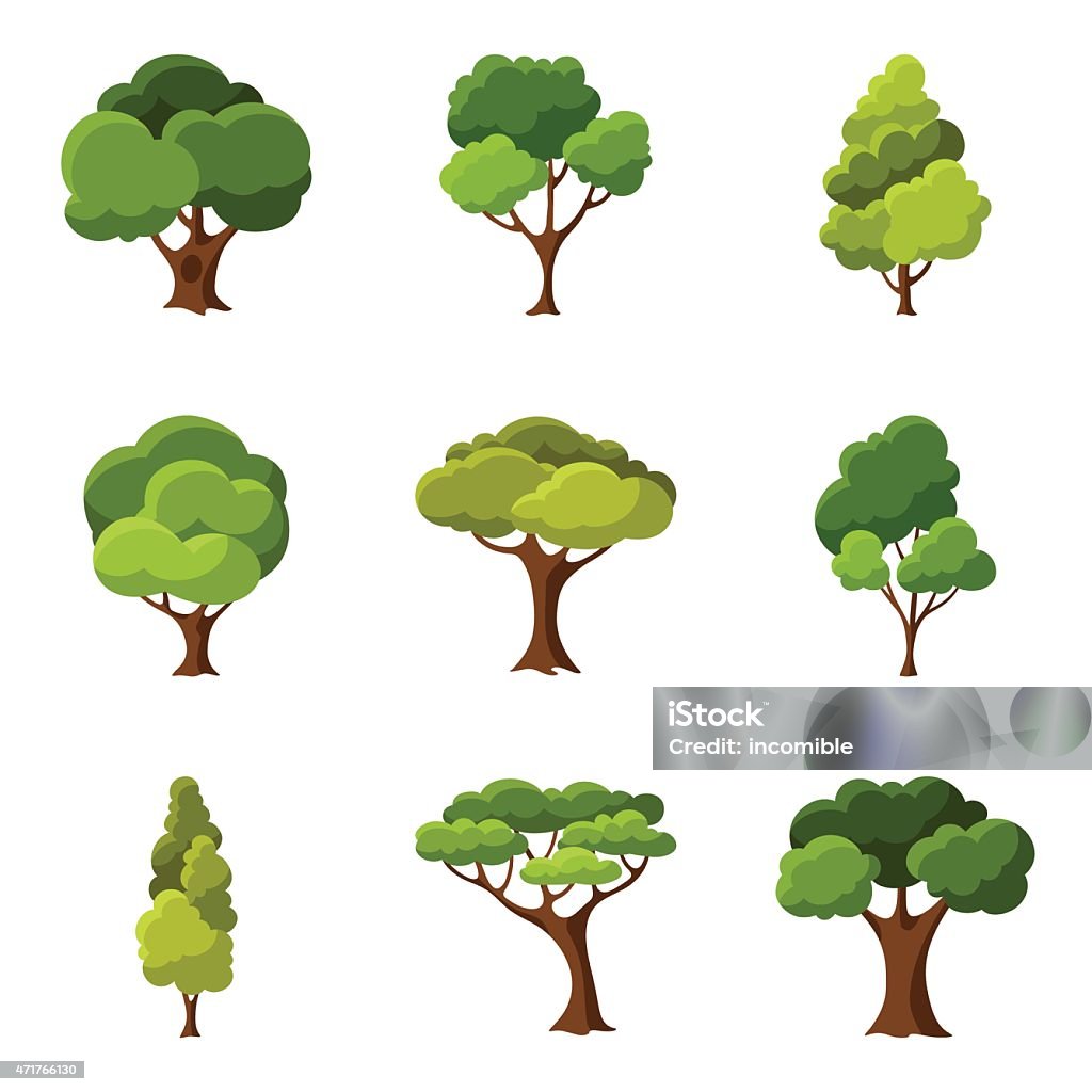 Set of abstract stylized trees Set of abstract stylized trees. Natural illustration. Tree stock vector