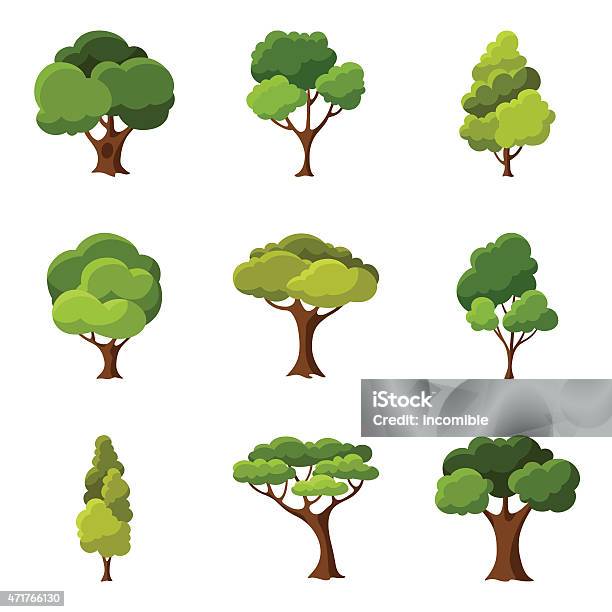 Set Of Abstract Stylized Trees Stock Illustration - Download Image Now - Tree, Illustration, Vector