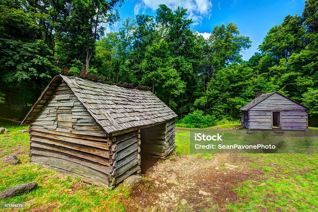 Log Cabin nella Great Smoky Mountains - Foto stock royalty-free di Fiume Roaring Fork