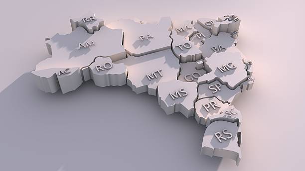 3D Brazil Map Animation With States Animation of a map from Brazil showing the state of São Paulo and Rio de Janeiro. rio parana stock pictures, royalty-free photos & images