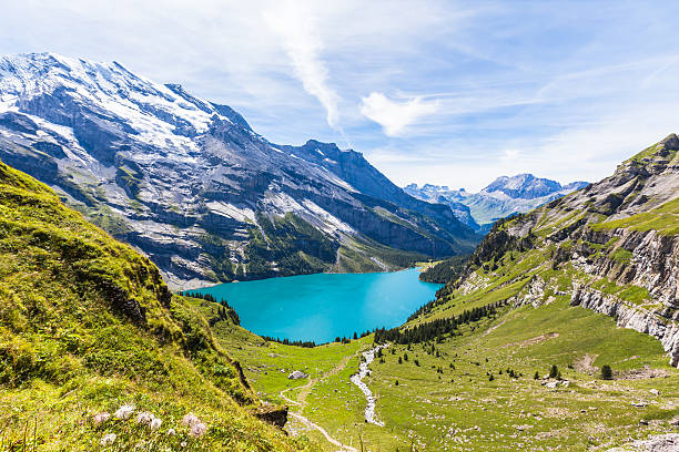 istock Panorama view of Oeschinensee (Oeschinen lake) on bernese oberla 471766716