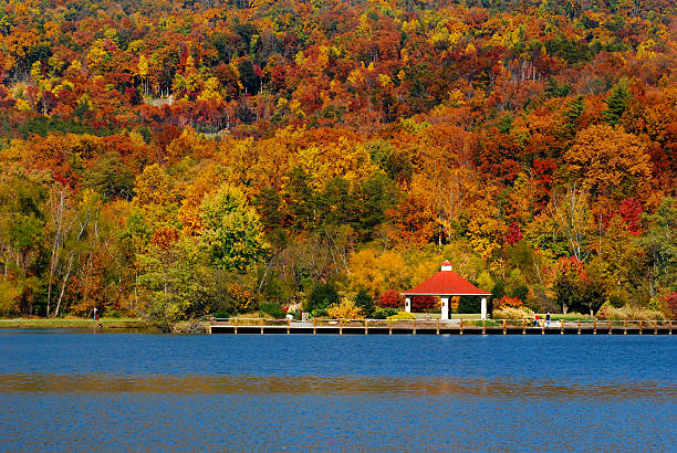 Lake Lure Vibrant Fall Season Colors North Carolina stock photo