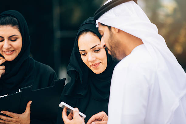 istock Emirati couple talking about telephone 471766790