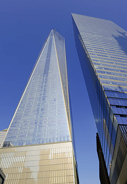 istock Blue sky with Freedom Tower, lower Manhattan, New York 471766948