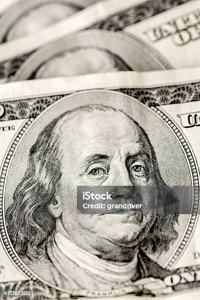 Photo libre de droit de 100 Ben Franklin Visage Gros Plan Macro banque d'images et plus d'images libres de droit de Absence - Absence, Billet de 100 dollars américains, Billet de banque