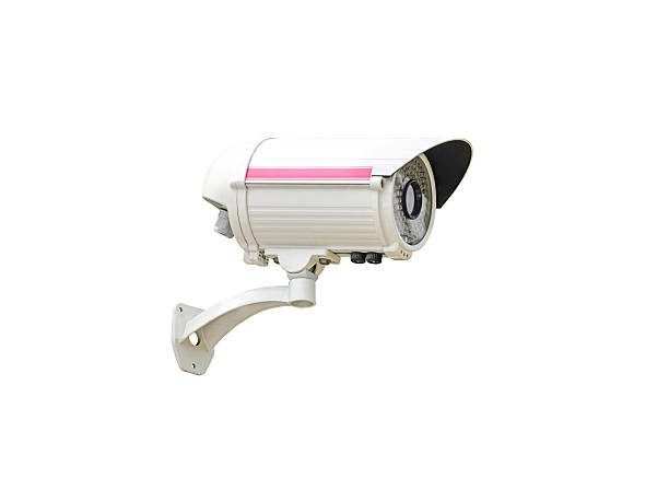 Security Camera isolated Security Camera isolated on white background home recording studio setup stock pictures, royalty-free photos & images