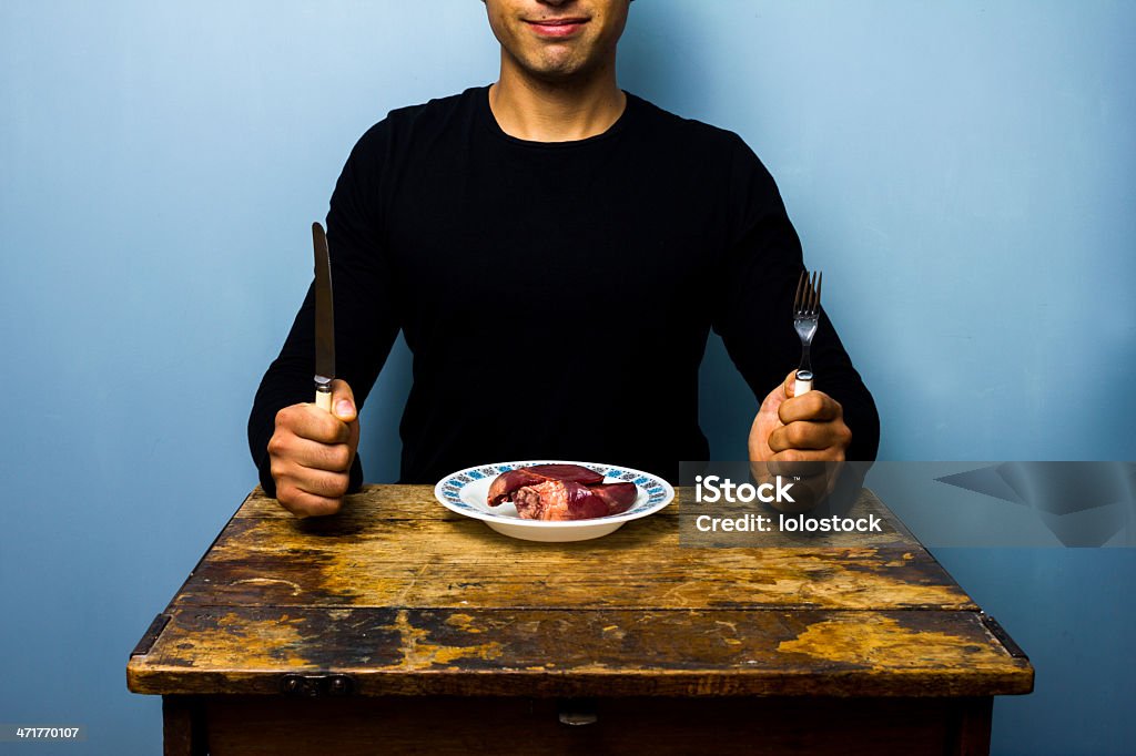 Hombre joven con un centro para el almuerzo - Foto de stock de Carne libre de derechos