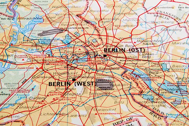 East and West Berlin map before the fall of the Berlin wall.