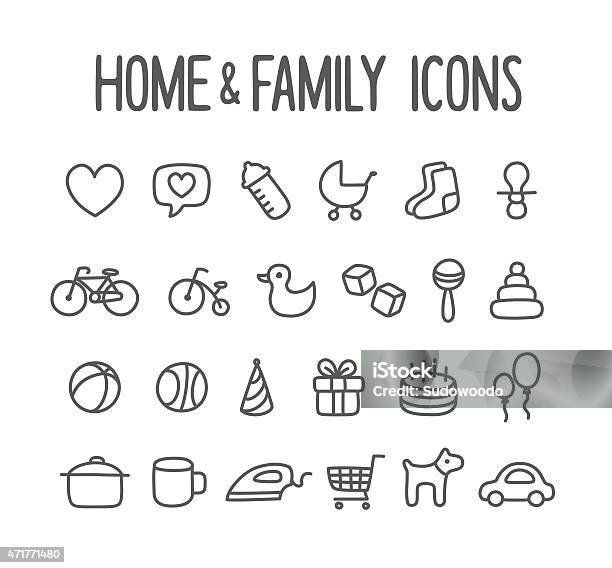 Twenty Four Family And Home Icons Stock Illustration - Download Image Now - Baby - Human Age, 2015, Baby Bottle