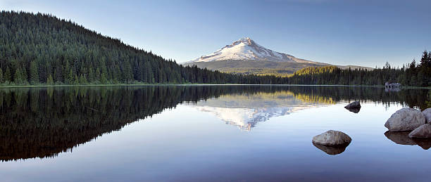 istock Mt Hood Reflection on Trillium Lake Panorama 471772317