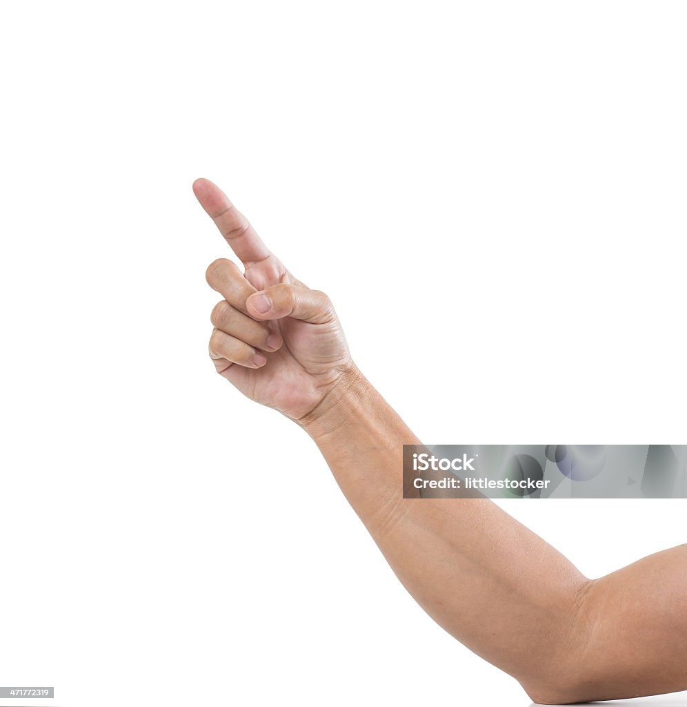 Hombre mano con puntos de dedo aislado con fondo blanco - Foto de stock de Antebrazo libre de derechos
