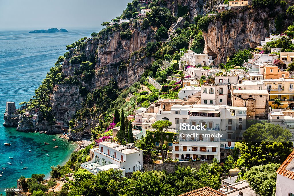 Vista de Positano, Itália - Foto de stock de Aldeia royalty-free