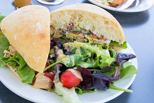 istock Tuna Sandwich with Ciabatta Bread and Salad 471772511