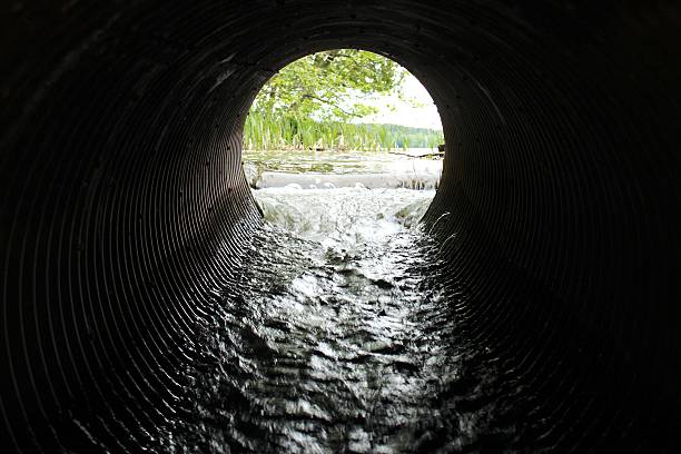 istock Water Flowing Through Culvert With View of Lake 471772923