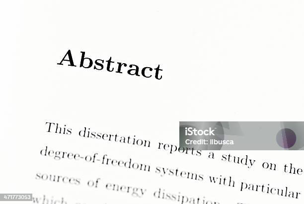 Phd Thesis Sections Abstract Stock Photo - Download Image Now - Article, Science, Paper