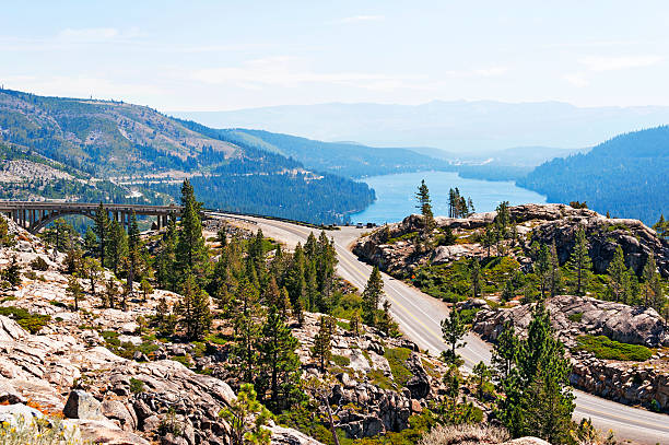 Donner Lake from Montains stock photo