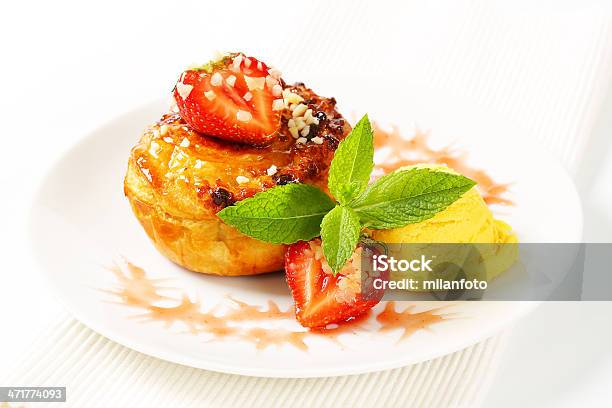 Fruit Cupcake And Ice Cream Stock Photo - Download Image Now - Baked, Baked Pastry Item, Basket