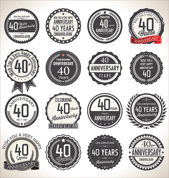 ilustraciones, imágenes clip art, dibujos animados e iconos de stock de aniversario diseño, 40 años - 40 44 years