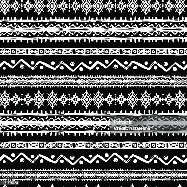 Tribal Art Ethnic Seamless Pattern Stock Illustration - Download Image Now - Pattern, Wild West, Outline