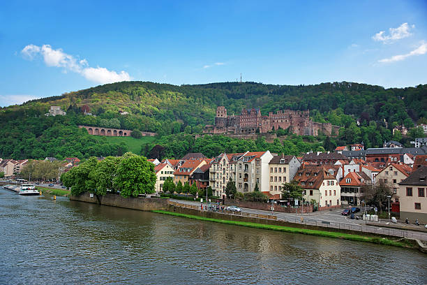 istock Quay and barge in the river in summer Heidelberg 471775748