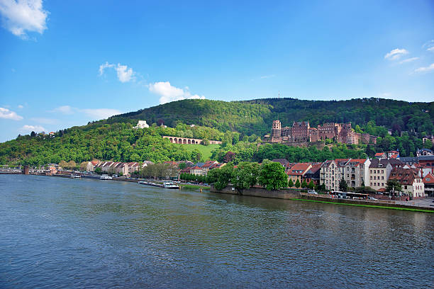 istock Quay and barges in the river in summer Heidelberg 471775752