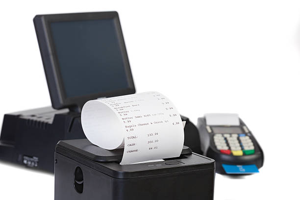 sistema de registo do ponto de venda a retalho ou restaurante - cash register coin cash box checkout counter imagens e fotografias de stock