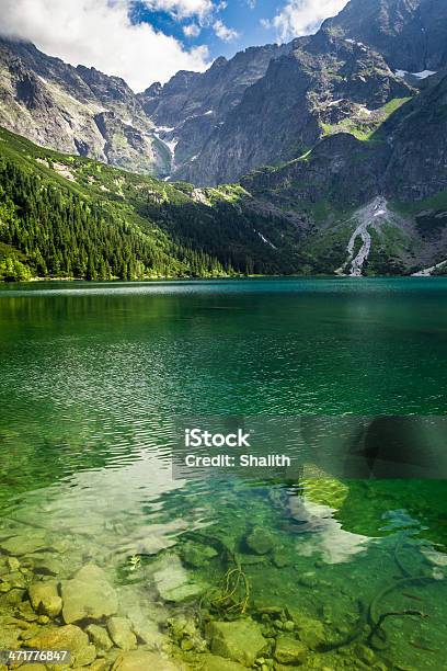 Lago De Montanha No Fundo Das Montanhas Rochosas - Fotografias de stock e mais imagens de Ao Ar Livre - Ao Ar Livre, Atividade Recreativa, Aventura