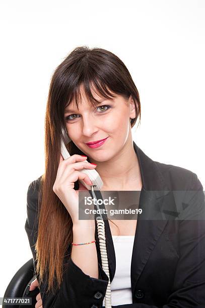 Young Businessfrau Spricht Am Telefon Auf Weißem Hintergrund Stockfoto und mehr Bilder von Anzug