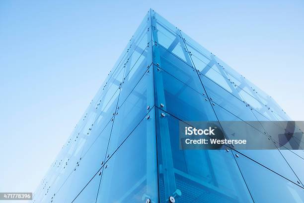 Blue Sky Over Glass And Steel Office Building Stock Photo - Download Image Now - Transparent, Corporate Business, Building Exterior