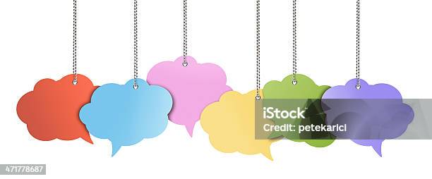 Hanging Speech Bubbles Stock Photo - Download Image Now - Chain - Object, Discussion, Reminder