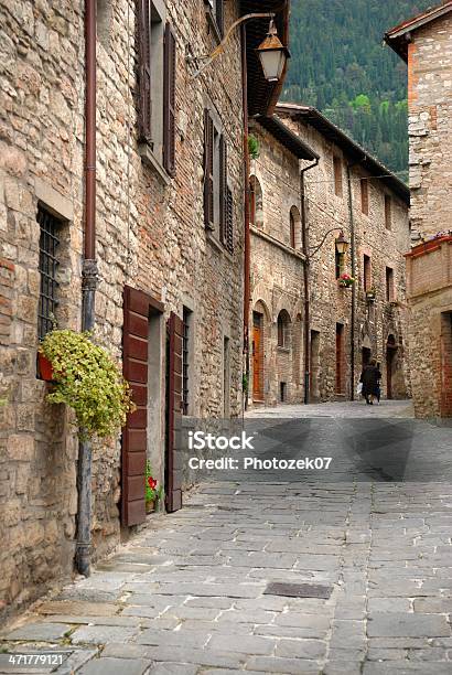 Gubbio Italy Stock Photo - Download Image Now - Alley, Brick, Door