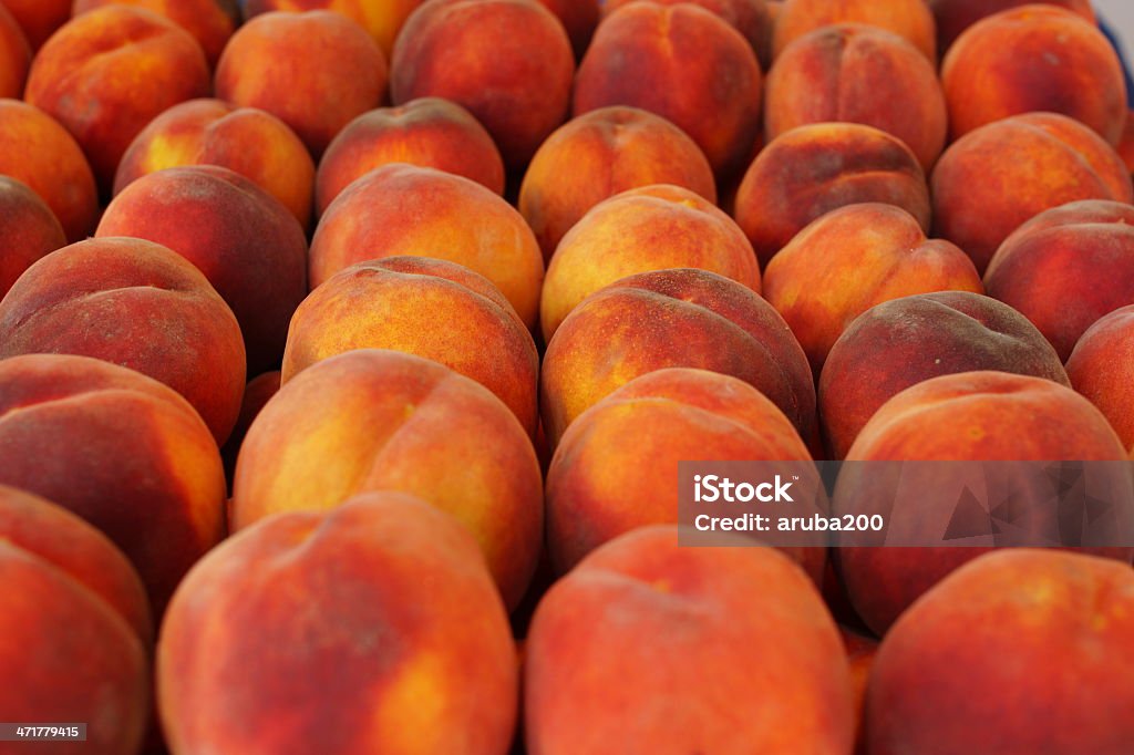 Peach fruits background XXXL juicy and ripe peaches Close-up Stock Photo