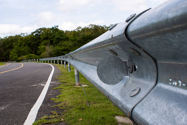 Guard Rail Close Up by the road stock photo