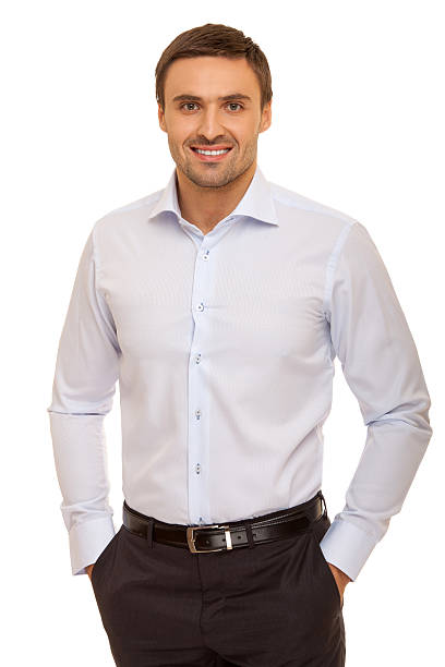 istock Well-dressed man. Charismatic businessman standing on white background 471781964