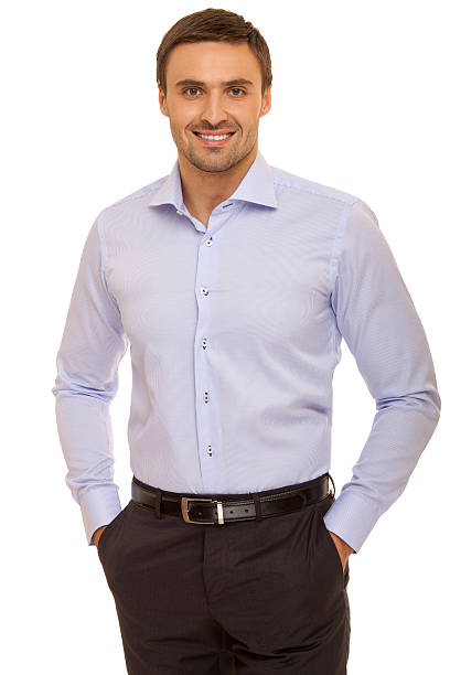 istock Well-dressed man. Charismatic businessman standing on white background 471783878